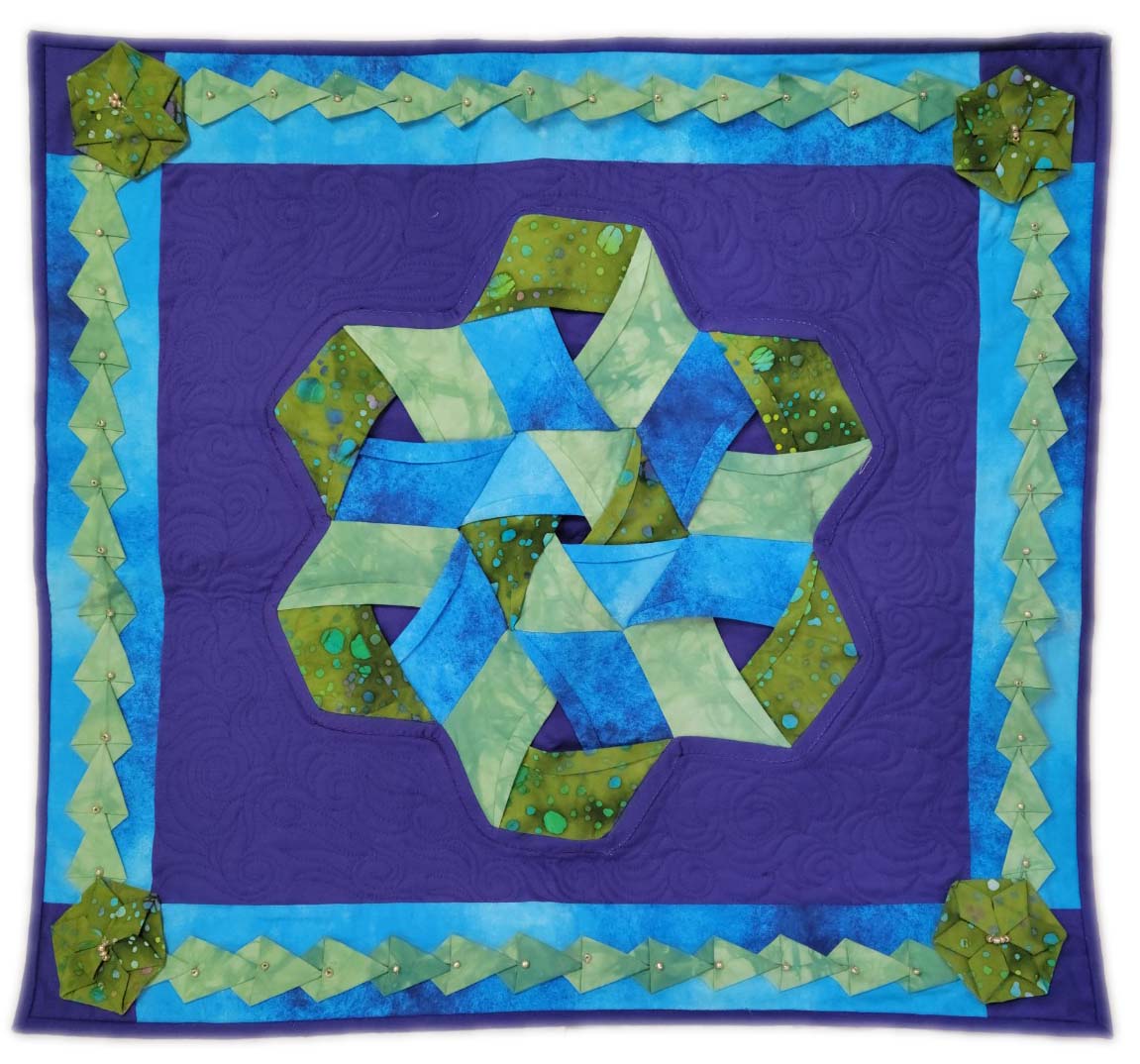 Flip and Fiddle Fabrication Manipulation example, blue with green highlights