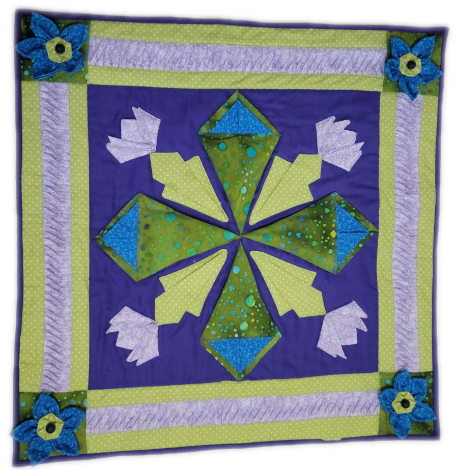 Flip and Fiddle Fabrication Manipulation example, green and purple flowers