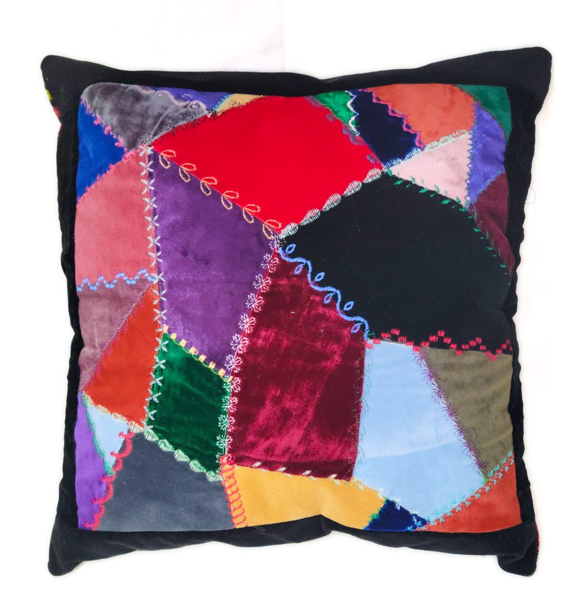 Velvet Crazy Quilt Pillow